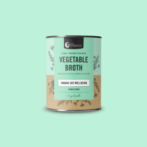 Close up of the vegetable broth product.